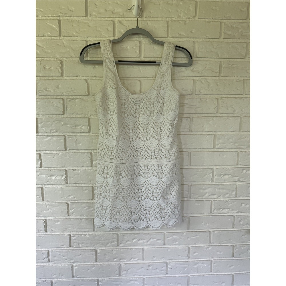 JUICY‎ COUTURE Size 2 White Crochet Lace Y2K Coquette Scalloped Hem Mini Dress